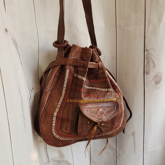 Moroccan leather bag engraved handmade leather bag, - Picture 2 of 10